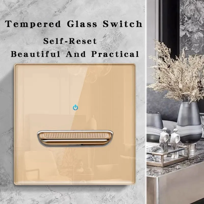 86x86mm Schalter buchse aus gehärtetem Glas UK Stecker Universal Wand steckdose 1 Gang 2-Wege-Drehzahlschalter mit Kontroll leuchte Image