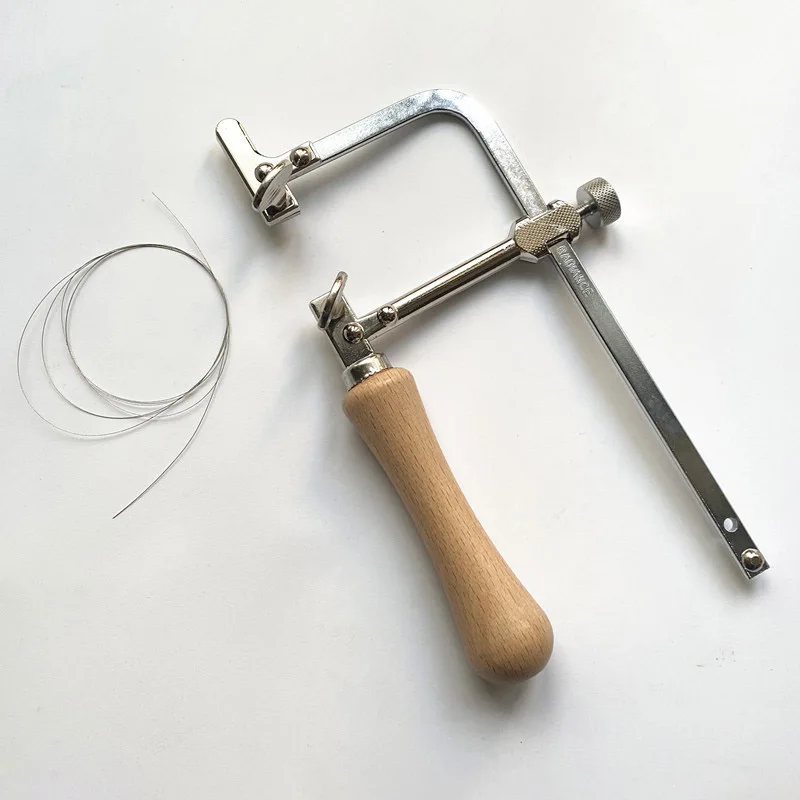 Tragbare, verstellbare Rahmen-Sägebogen-U-Form-Stichsäge mit 12 Sägeblättern für Schmuck-DIY-Verarbeitung, Goldschmied-Werkzeugset Image