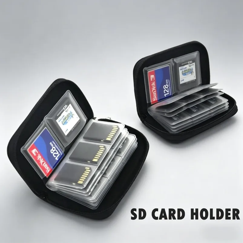 1 Stück Speicherkarten-Aufbewahrungstasche Tragetasche Etui 22 Fächer für CF/SD/Micro SD/SDHC/MS/DS Spielzubehör Speicherkarten-Box Image