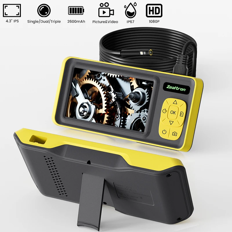 1-15m 4,3'' IPS Industrie-Endoskop 3,9mm/5,5mm/8mm 1080P Kamera Abnehmbares Design Autofokus 8mm 1920P Starres Kabel 2600mAh Image