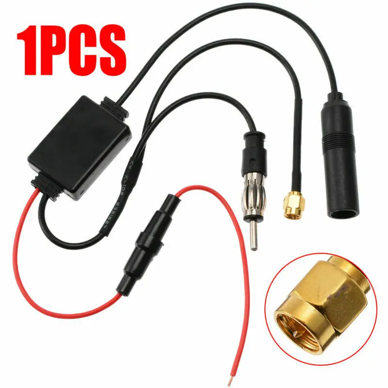 1PCS Auto Antenne Verstärker Splitter Signal AMP Booster Auto Radio Antenne Verstärker Stereo Antenne DAB AM FM Radio auto Teile Image
