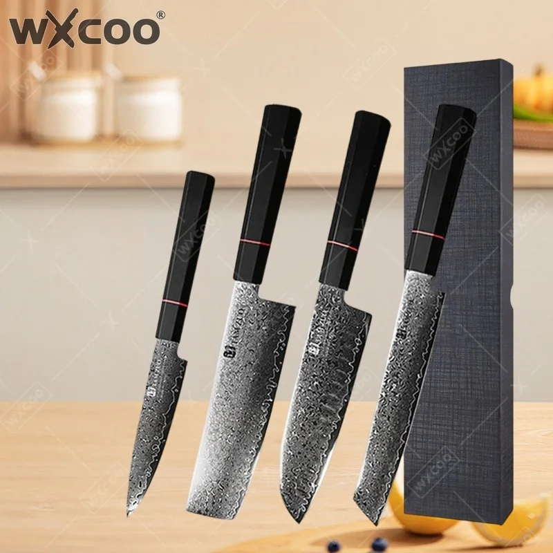 WXCOO Damaszener-Muster Küchenmesser Professionelles Kochmesser Sushi-Rohfisch-Schneidemesser Ultra-Küchen-Ausbeinmesser mit Box Image