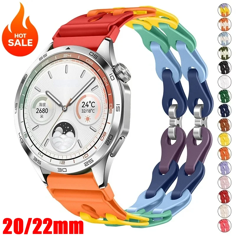 Heißer Verkauf: 20mm 22mm Silikon-Kettenarmband für Huawei Watch GT6 6Pro GT5 5Pro GT4 46mm und Samsung Galaxy 7 6 5 4 Classic 5Pro Image