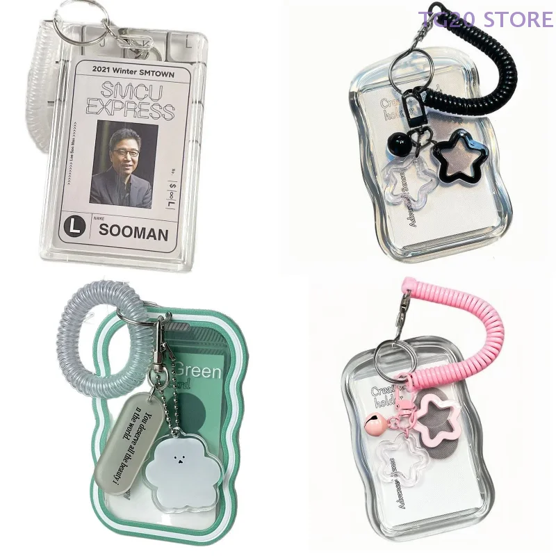 Kpop Fotokartenhalter mit Schlüsselanhänger, transparenter Kartenhülle, kreatives Design, Buskarte, Studenten-Fototasche Image