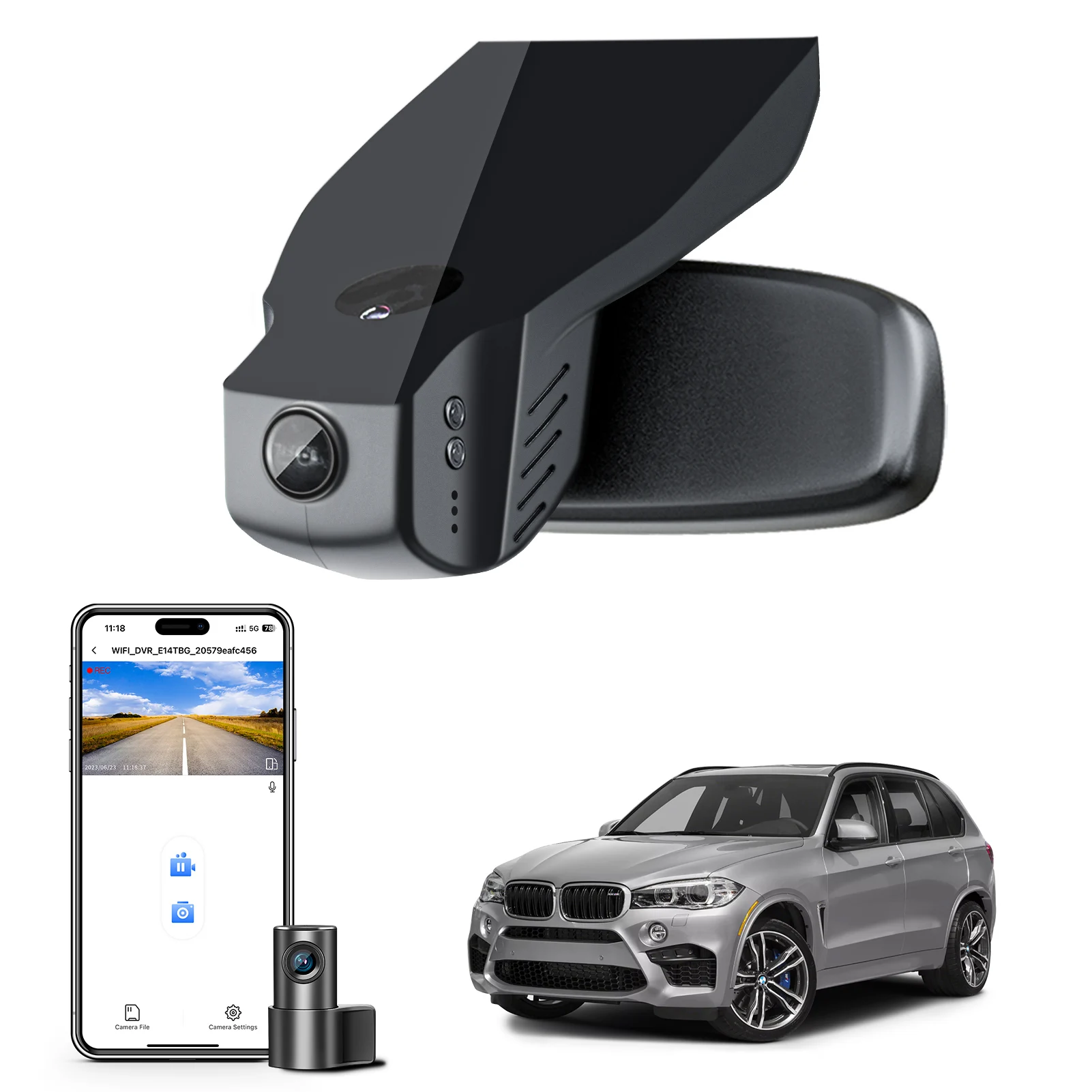Spezielle 4K-Dashcam für BMW X5 X5M Gen3 F15 F85 Autokamera-Rekorder 2014-2018 GPS WiFi & APP Drahtlose Plug-and-Play-Dashcam Image