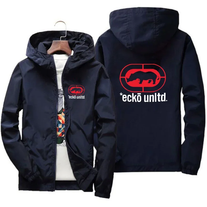 Herbst Red Rhino - Ecko Unltd Herren Kapuzenjacke Lässige Reißverschlussjacke Outdoor-Sportmantel Windjacke für Herren Bomber