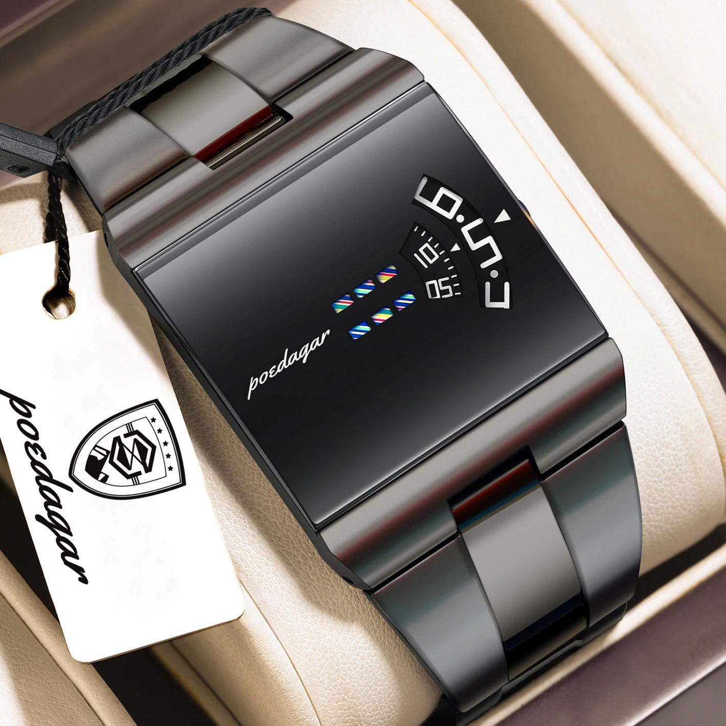 POEDAGAR Original Mode Herren Armbanduhr Wasserdicht Business Elegant Herrenuhr Edelstahl Quarz Casual Herrenuhren Reloj Image