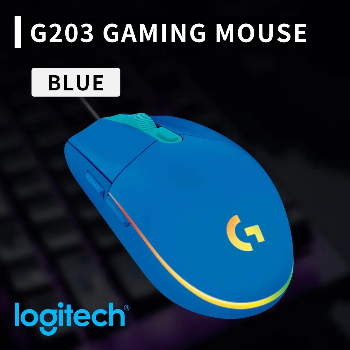 Logitech G203 Kabelgebundene Gaming-Maus RGB-Hintergrundbeleuchtung 8000 DPI Einstellbare Geschwindigkeit Plug-and-Play für Windows Mac PC Laptop Desktop Image