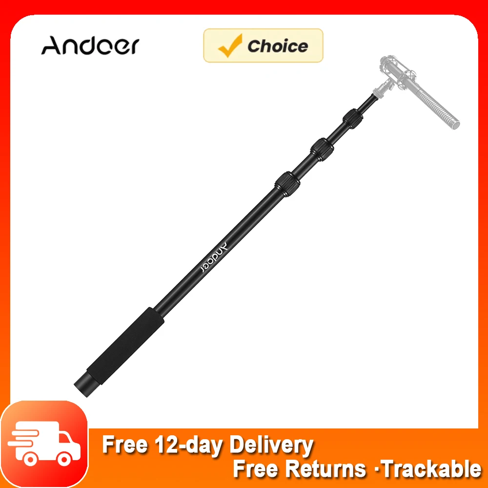 Andoer Handmikrofon-Ausleger arm 4-teiliger ausziehbarer Mikrofon arm Auslegers tange aus Aluminium legierung für Mikrofon gewinde mit Schaumstoff griff Image