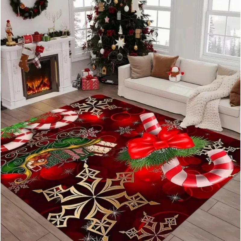 Weihnachten Teppich Candy Stick Geschenk Wohnzimmer Tisch Teppich Schlafzimmer Fußmatte Esszimmer Zimmer Garten Teppich Weihnachtsdekoration