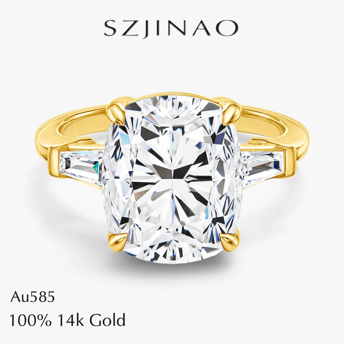 14K Gold Kissenförmiger Moissanit-Verlobungsring 8,0 Karat VVS1 Reinheit GRA-Zertifiziert für Damen Hochzeitstag Geschenk Trendiger Schmuck Image