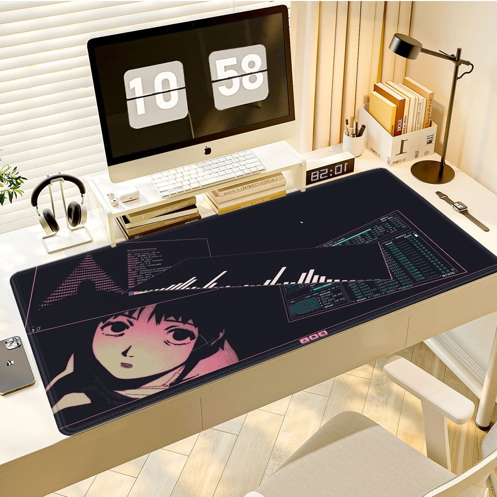 900 x 400 mm, Serial L-Lain Experiments Mauspad, rutschfest, verdickt, großes Schreibpad mit Lockedge, für Büro, Studenten, Gaming, Mauspad Image