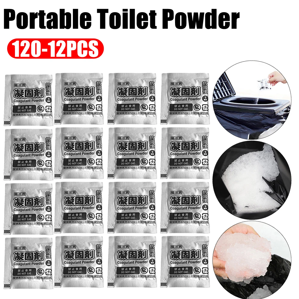  120-12 Stück Camping-Toiletten-Chemikalien Flüssigabfall-Gelungspulver Deodorisierendes Öko-Absorbiergel für Tragbare Outdoor-Camping-Toiletten