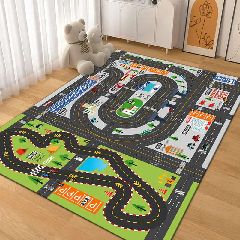 Stadttransport-Spielmatte Rutschfeste Cartoon-Matte für Wohnzimmer Kinderteppich Sofateppich Couchtisch Schlafzimmerteppiche Image