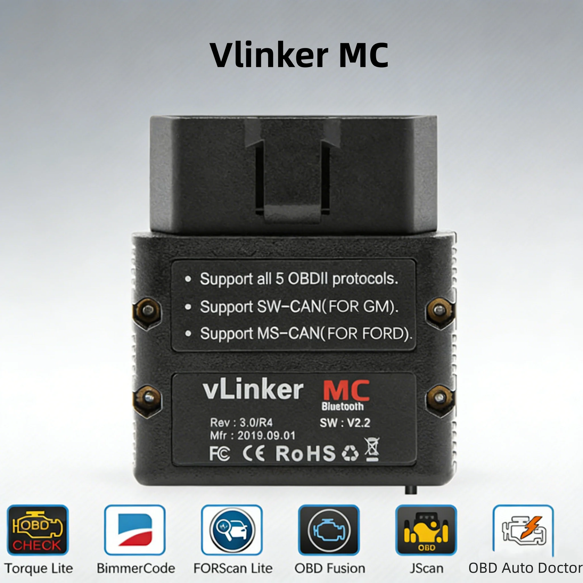 vLinker MC OBD-Scanner Bluetooth 4.0 ELM327 für Android/iOS/Windows ELM 327 WLAN Auto-Diagnosegerät Image