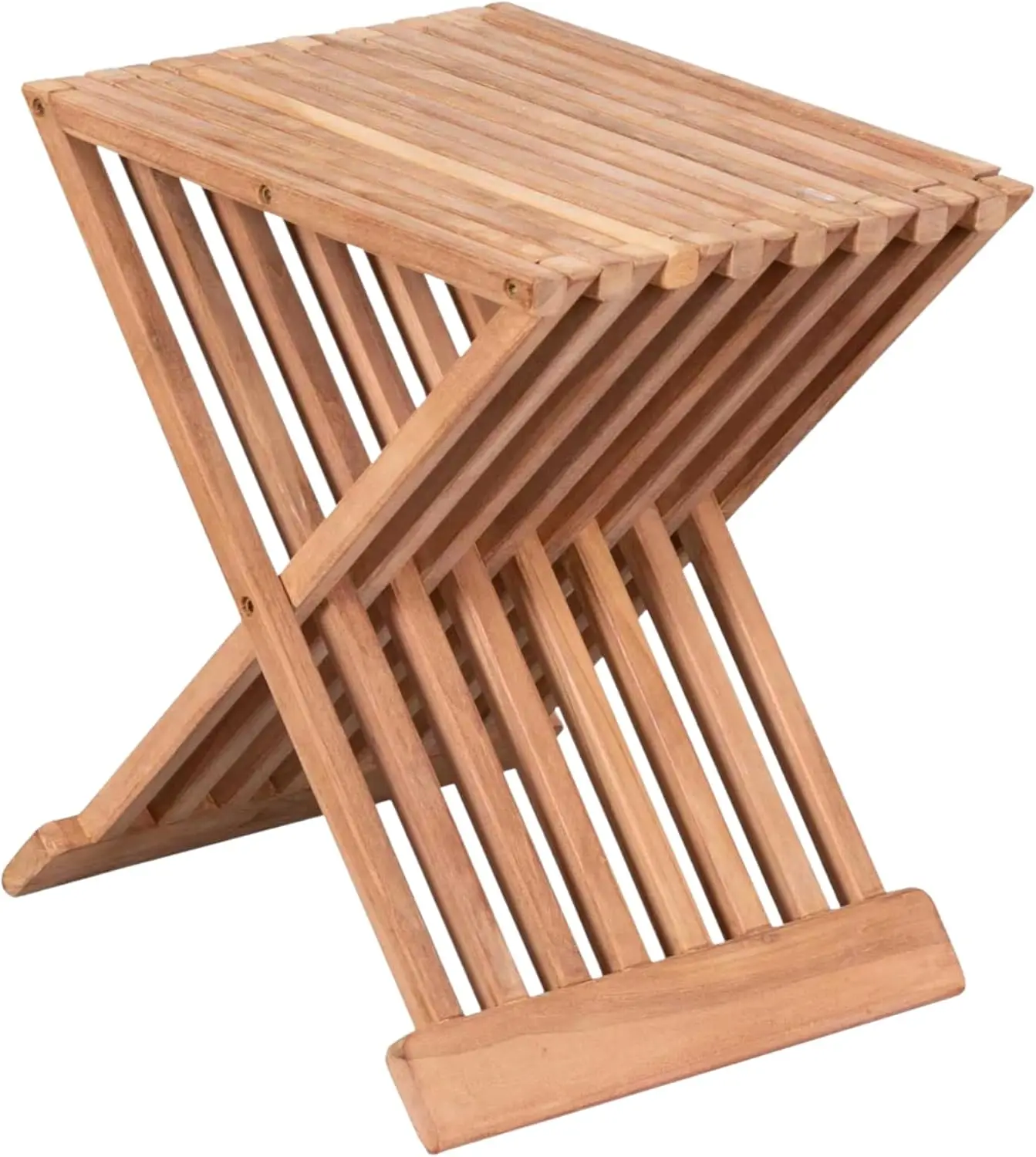 Kleiner Balkontisch Massiv Wetterfest | Kompakter Gartentisch aus Echtem Teakholz, Unbehandelt | Terrassen-Klapptisch Holz-Beistelltisch