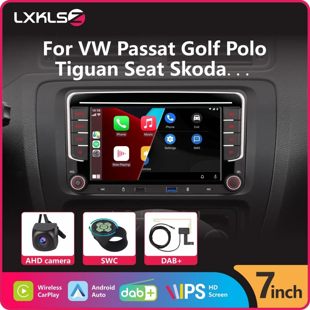Autoradio 2Din mit BT DAB+ Wireless Carplay AndroidAuto für Volkswagen VW Golf Tiguan Passat b7 Jetta Touran Polo CC Skoda SEAT Image