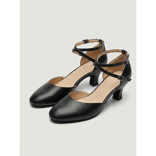 Goldene Damen-Ballsaaltanzschuhe – elegante Tanzschuhe mit runder Spitze und Knöchelriemen, ideal zum Üben Leistung Image
