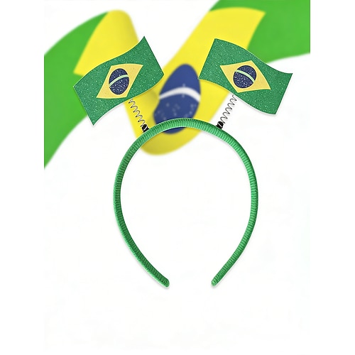 Damen-Stirnband mit Flaggenmotiv, Haaraccessoire mit Fanmotiven aus verschiedenen Ländern, Stirnband mit Federantenne für Fußballspiele, Stadionunterstützung, Sportveranstaltungen und Freizeitkleidung Image