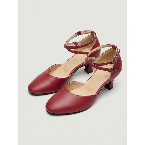 Goldene Damen-Ballsaaltanzschuhe – elegante Tanzschuhe mit runder Spitze und Knöchelriemen, ideal zum Üben Leistung Image