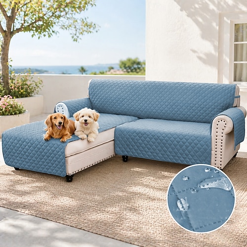Sofa Schonbezug L-Form Sofabezug Schnittsofabezug Chaiselongue Schonbezug Wendesofabezug Möbelschutzbezug für Haustiere Kinder Kinder Hund Katze Image