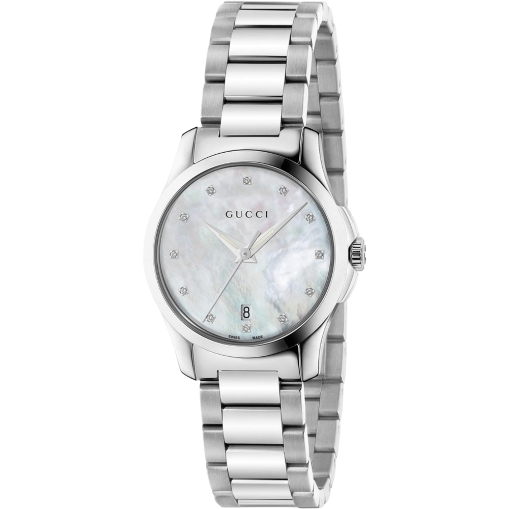 Gucci G-Timeless Damenuhr mit Zifferblatt aus Perlmutt