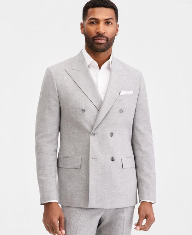 Classic-fit Double Breasted Mini Houndstooth Suit Separate Jacket - Gray - Michael Kors Jackets