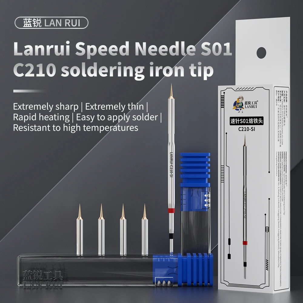 Lanrui C210 S01 Lötkolbenspitze Extrem Scharf Reines Kupfer Schnelle Aufheizung für Handy-Motherboard PCB Flugdraht-Reparaturwerkzeug Image