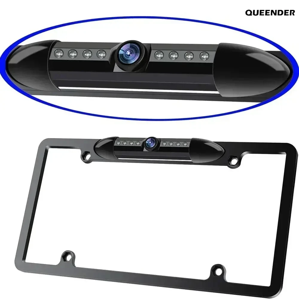 QueenDer US-Nummernschild-Rückfahrkamera mit Metallrahmen – LED-Nachtsicht-Rückfahrkamera Image