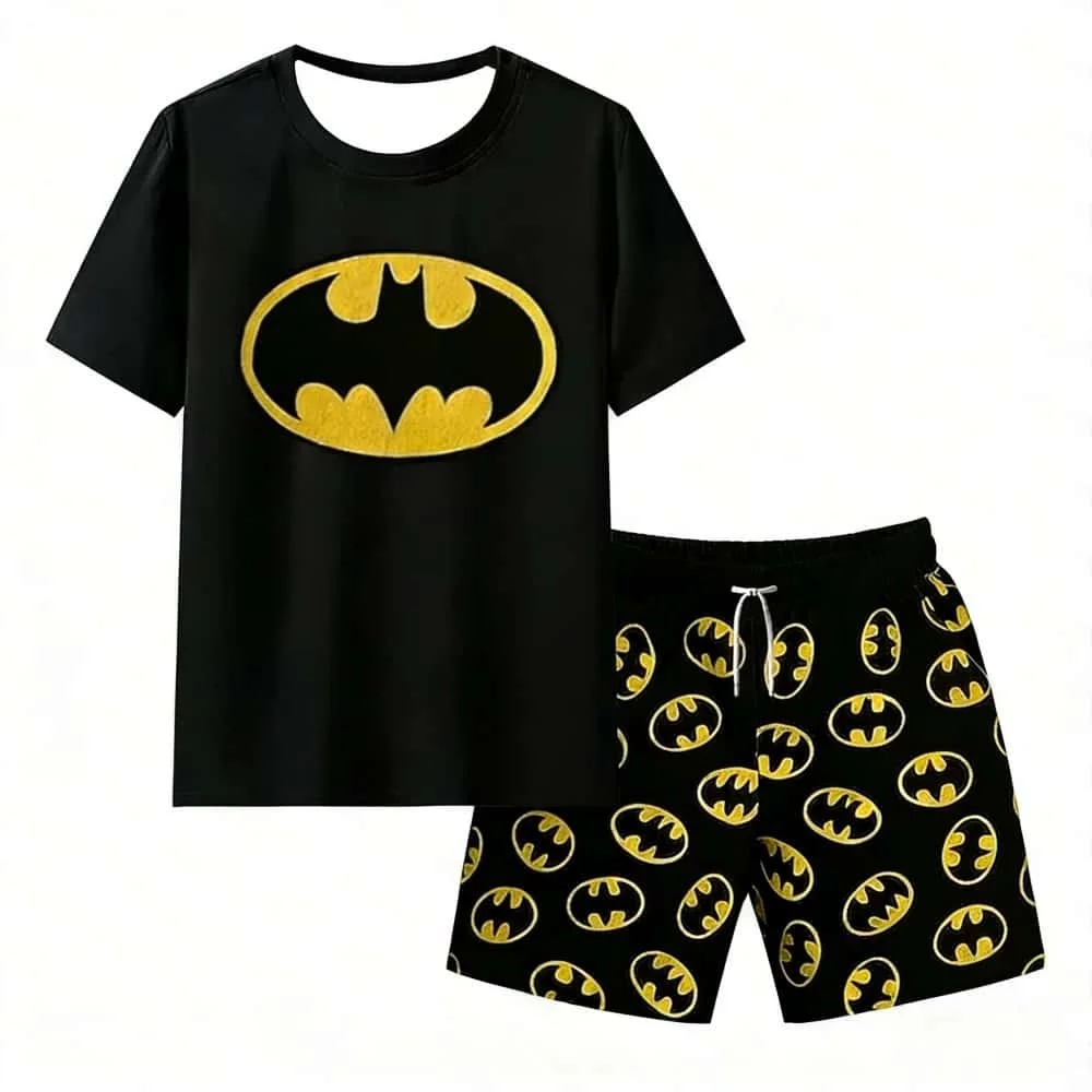 2026 Sommer Bestseller Mode Neues Superhelden-Batman-Trainings-Strand-T-Shirt Shorts Streetwear Herren- und Damen-Set Groß Image