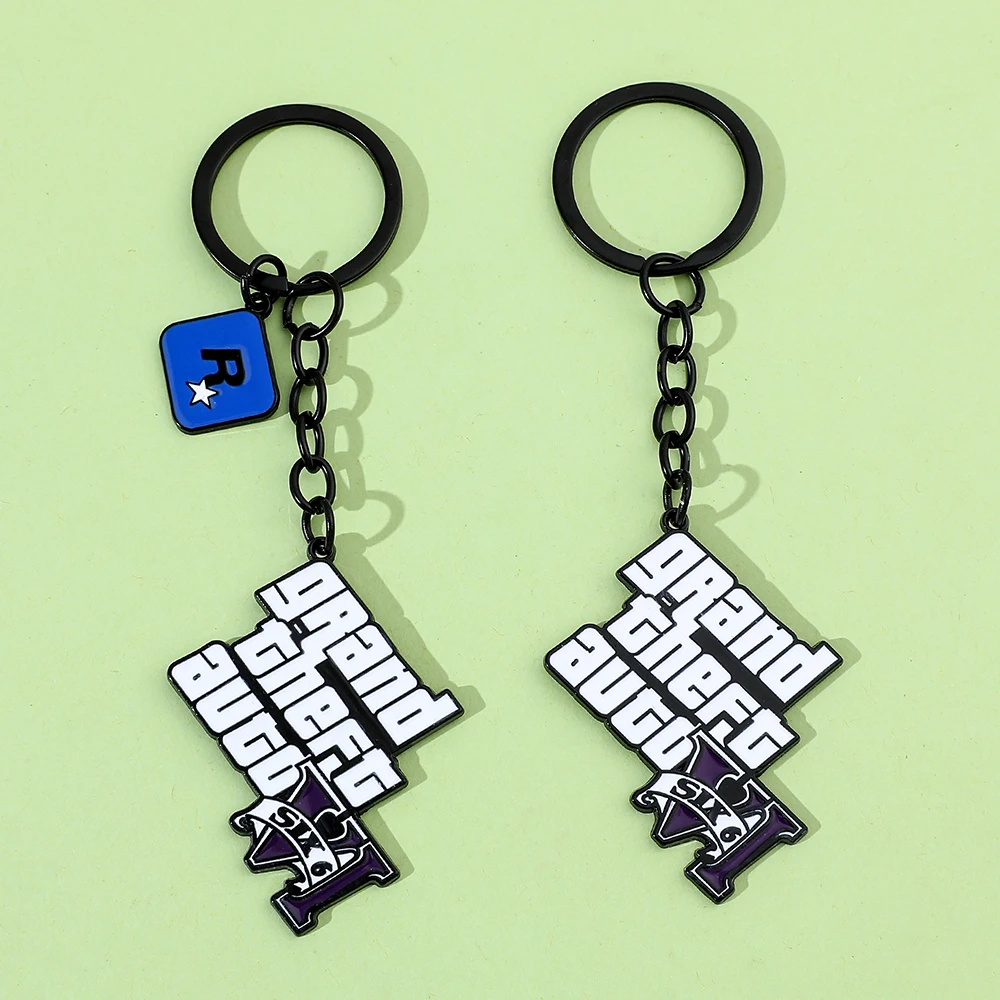 Kreativer Metall-Leder Autoschlüsselanhänger GTA5-Spiel-Themen Schlüsselringe Auto-Schlüsselanhänger Zubehör Image