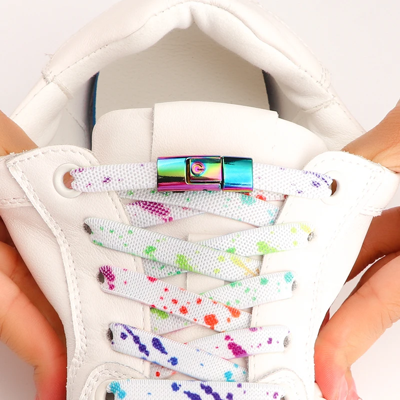 Bunte Schnürsenkel mit Druckverschluss ohne Bänder, elastische Sport-Schnürsenkel für Kinder und Erwachsene, kein Binden, Schnürsenkel-Zubehör, 18 Farben Image