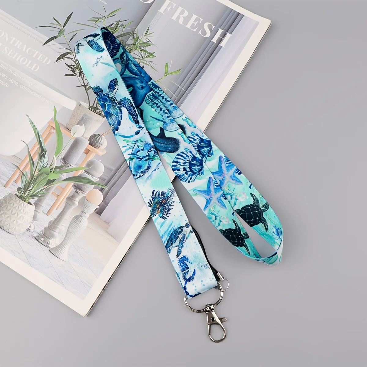 Wal-förmiges Schlüsselband, Schlüsselband mit Meereslebewesen-Motiv, geeignet für Schlüsselanhänger, Ausweise, Passbänder, Schlüsselringe, Namensschilder Image