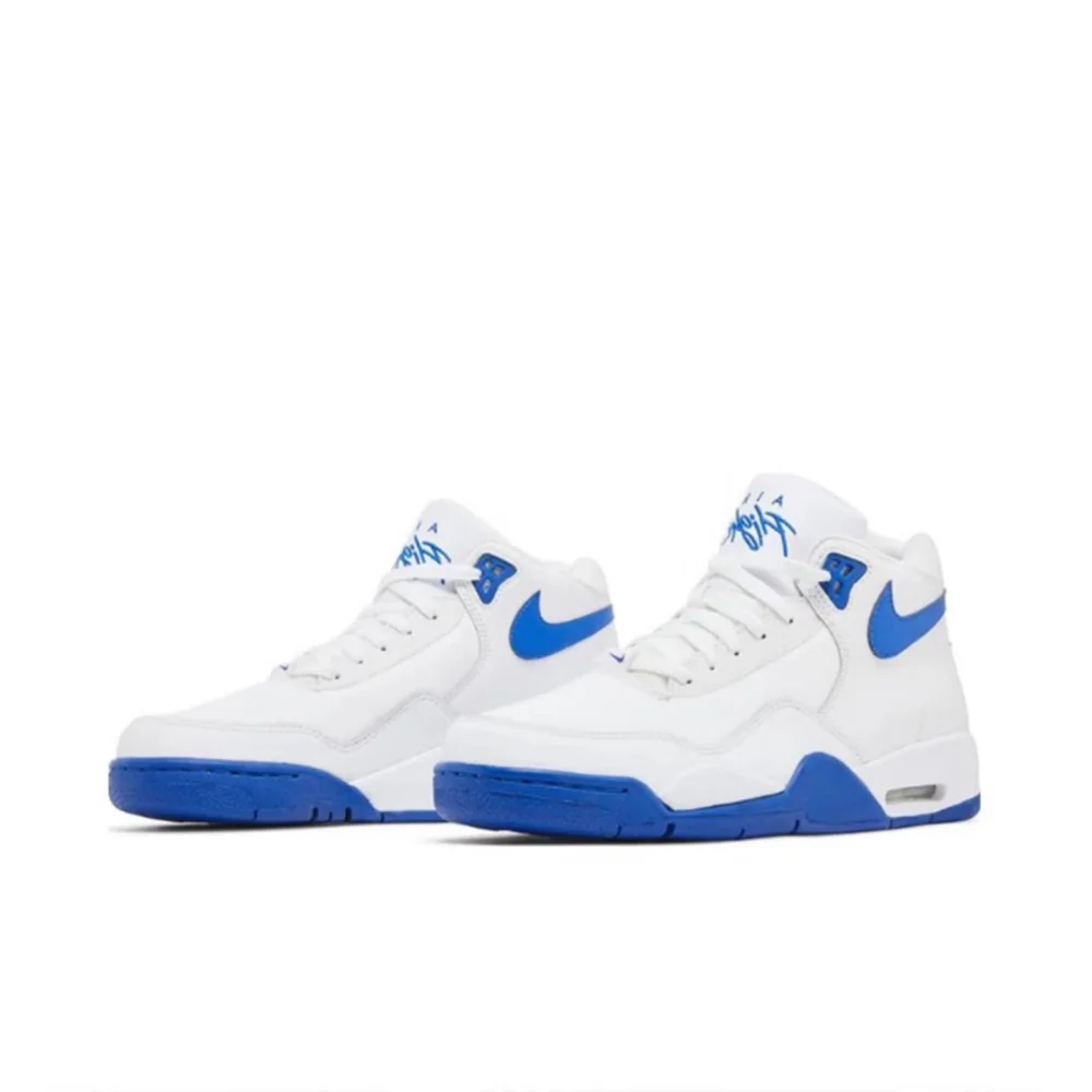 Nike Flight Legacy Bequeme und vielseitige Mid-Top-Retro-Basketballschuhe für Herren, Weiß/Blau, BQ4212-103 Image