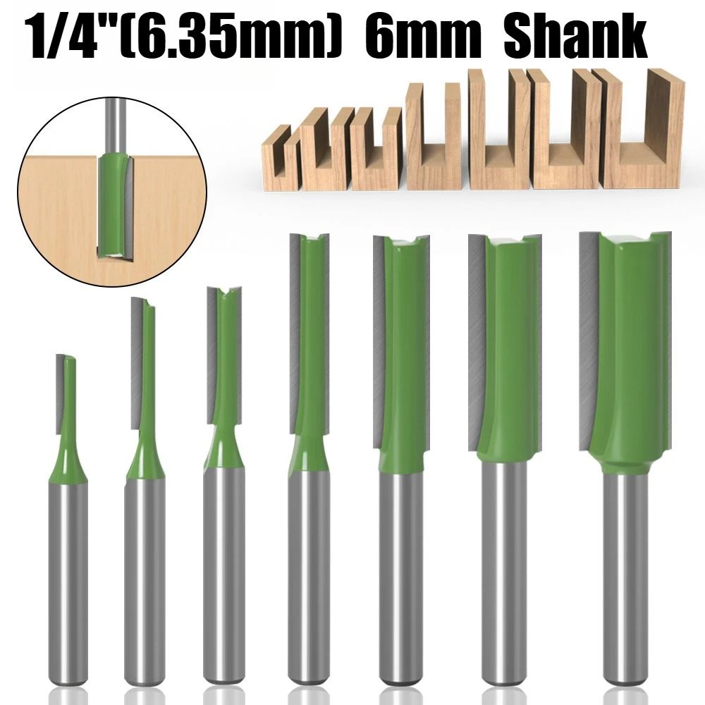 1/4-Zoll (6 mm) Schaftfräser-Set für Holzbearbeitung, Wolframkarbid-Fräser, 3 mm-12 mm Image
