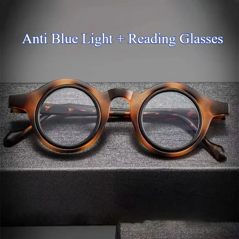 Hochwertige runde Lesebrille +1,0 +1,5 +2,0 +2,5 +3,0 +3,5 +4,0 Anti-Blaulicht-transparente Brillengläser, einfarbig Image