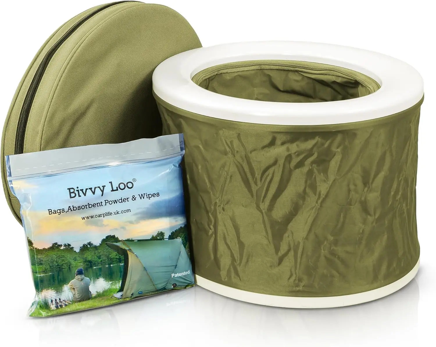 Bivvy Loo Campingtoilette, tragbar, faltbar, maximale Tragfähigkeit ca. 140 kg, für Camping, Angeln