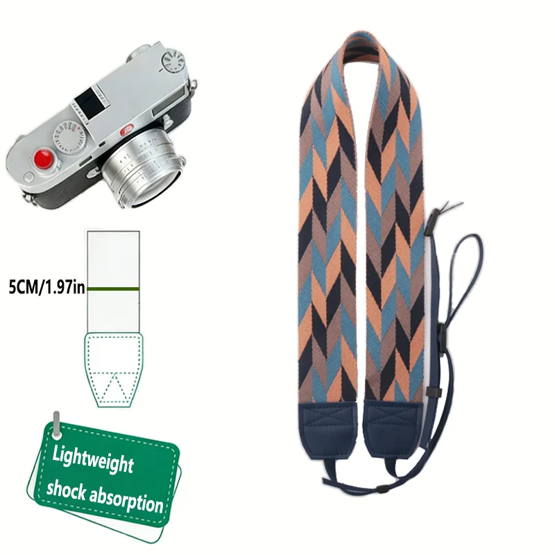 Tragbarer Kameragurt, verstellbarer Kameragurt aus Baumwolle und Leder, Schulter- und Nackengurt für Sony/Nikon, Kameragurt für DSLR, digitale Spiegelreflexkameras Image