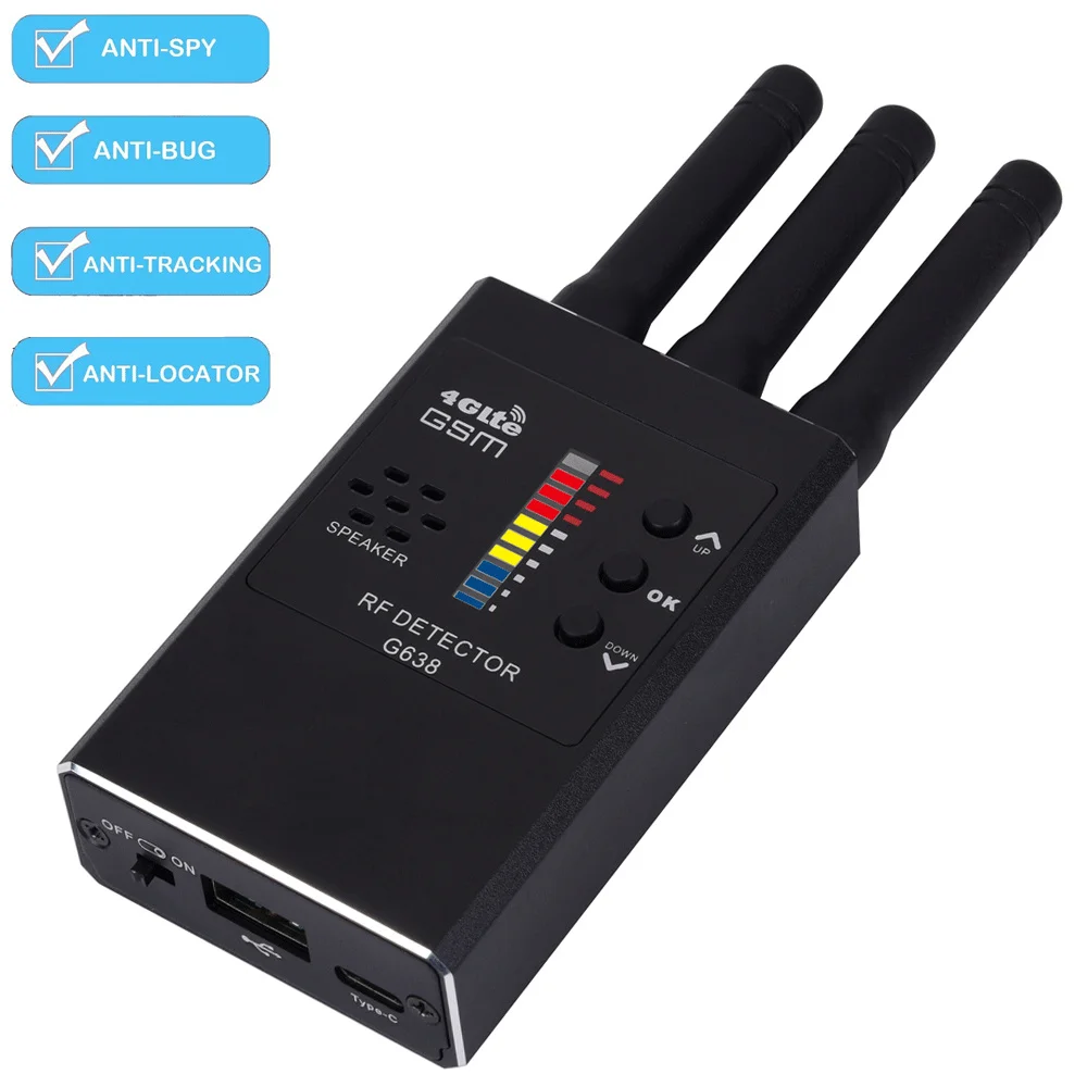Détecteur de signal RF, détecteur de caméra cachée Wi-Fi, balayeur anti-espionnage, détecteur de micros espions pour téléphone portable, dispositif d