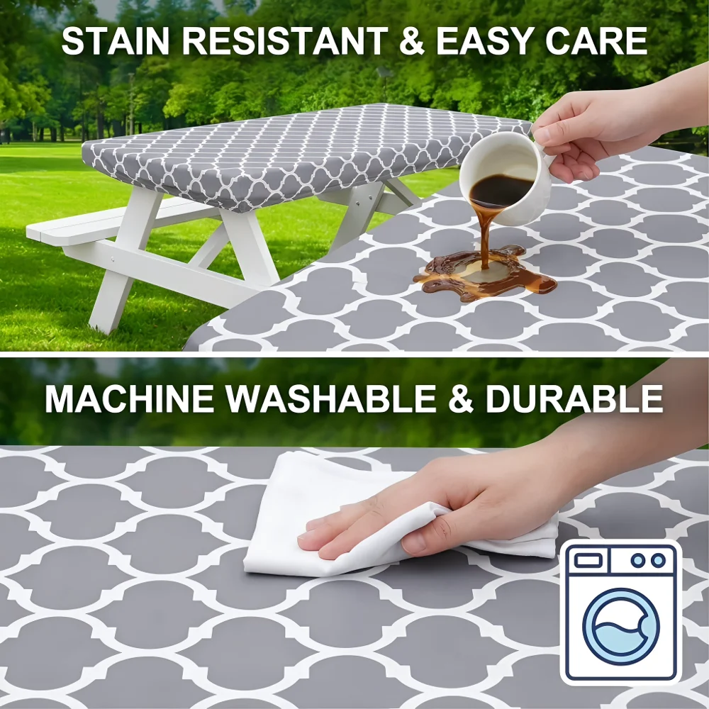 Elastische Rechteckige Tischdecke, Polyester Passend für 1,8 Meter Klapptisch, Camping Picknick BBQ Outdoor Image