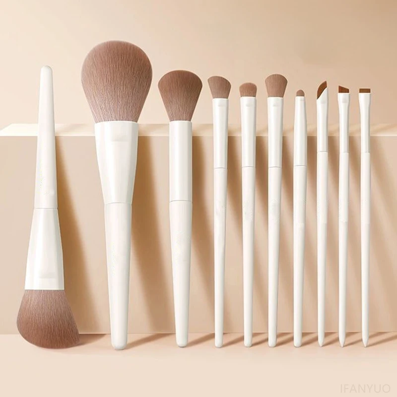 Set di 12 Pennelli Professionali per Trucco, Pennelli Bianchi per Ombretto, Eyeliner e Fondotinta, Strumenti Cosmetici per la Bellezza del Viso Femminile