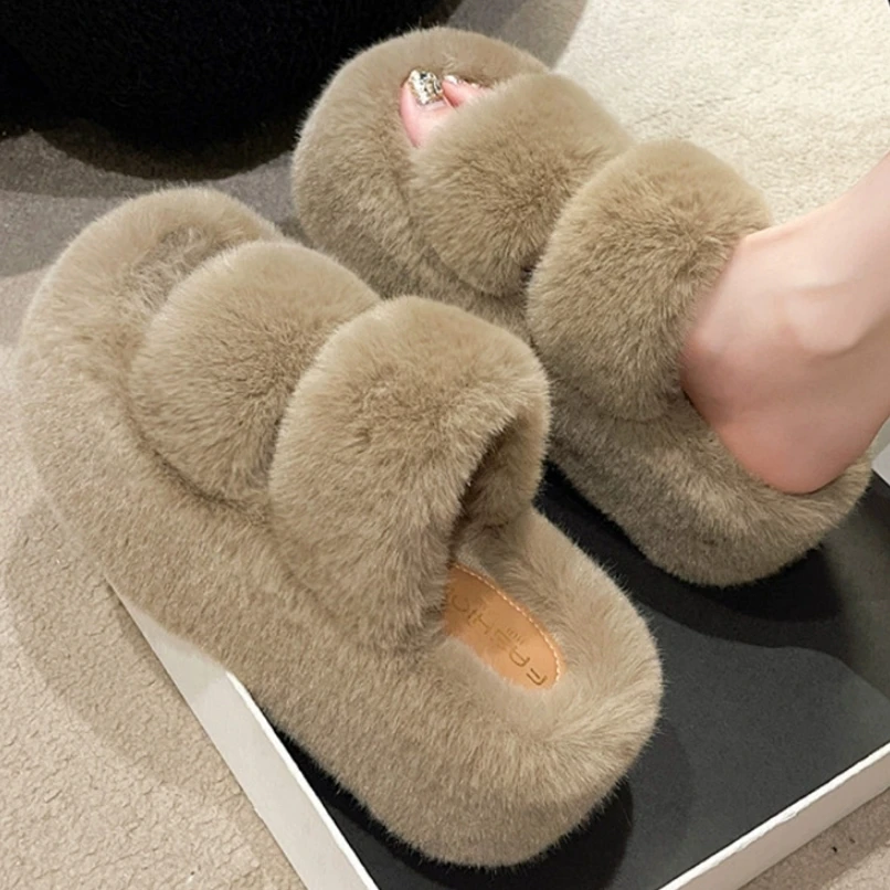 Frühling und Herbst Neue Schwamm Kuchen Dicken Boden Erhöhen Plüsch Baumwolle Hausschuhe Frauen Schuhe Tragen Hause Woolen Schuhe