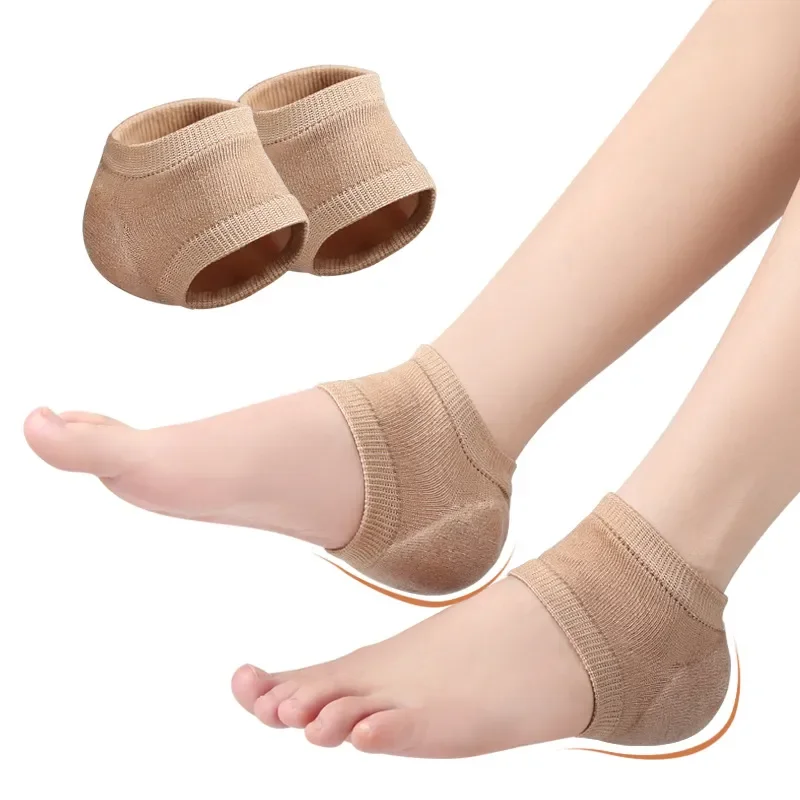 Gel Ferse Schutz Hülse Silikon Ferse Pads Ferse Cups Plantarfasziitis Unterstützung Füße Pflege Haut Reparatur Kissen Halb-yard Socken Image
