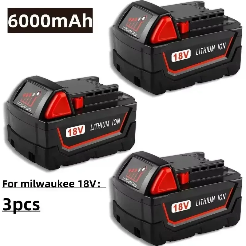 Für Milwaukee M18 Elektrowerkzeug-Akku, Ladegerät, 18 V, 6000 mAh, BR, XC, 18 V, M18B5, 48-11-1860, integriert Image