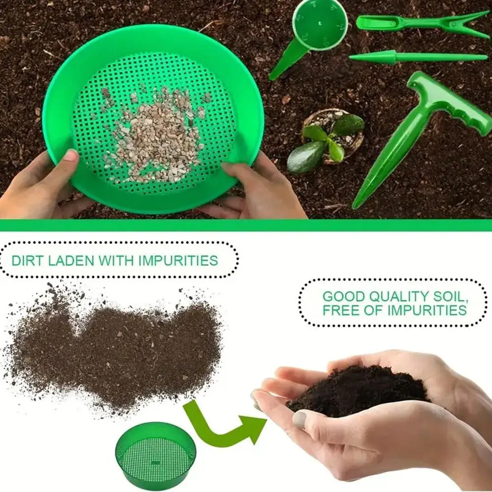 Kunststoff-Gartensieb mit Feinem Netz für Gartenarbeit, Kompost, Steine und Erde, Pflanzwerkzeug Image
