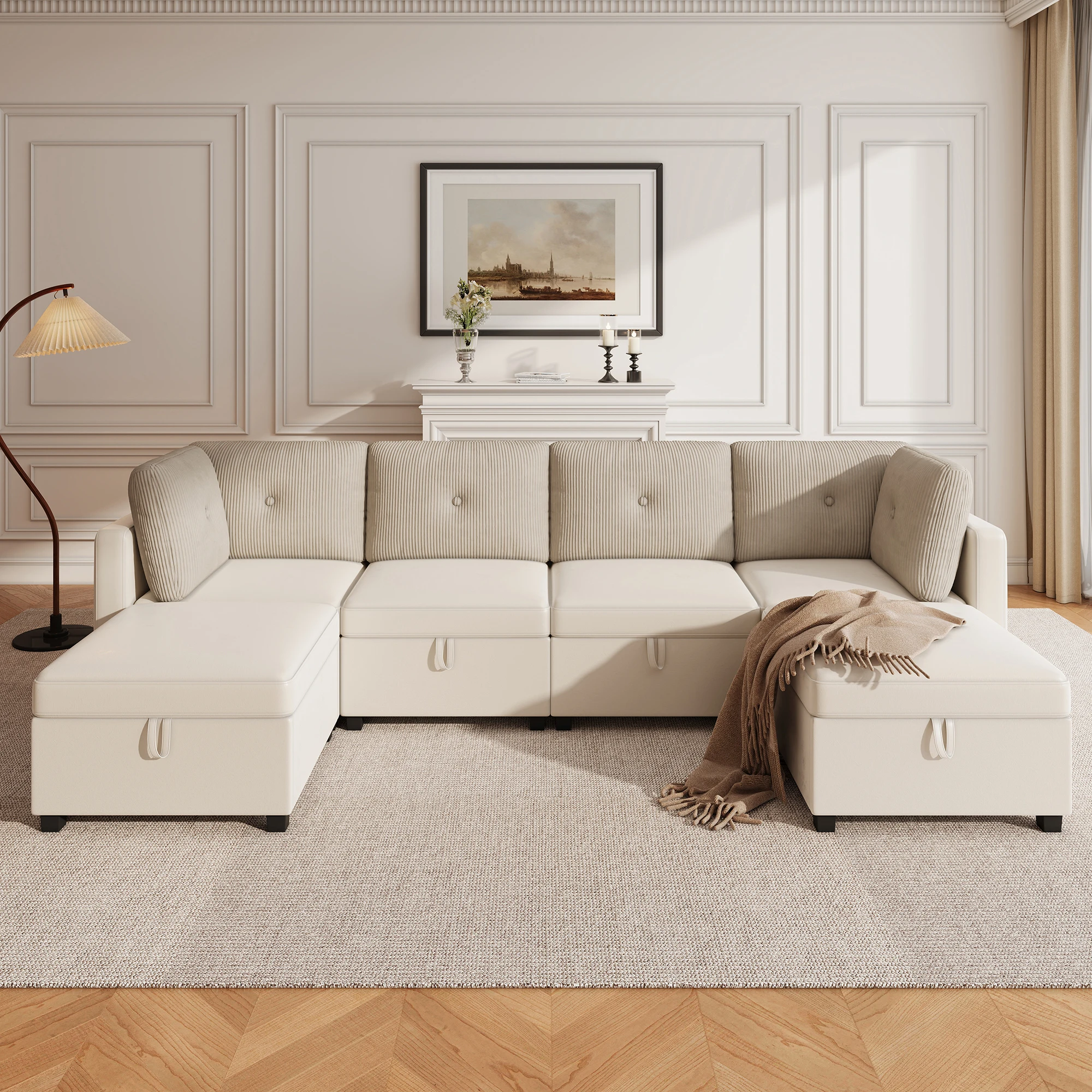 KOMHTOM Moduliges Modulares U Formiges Wohnzimmer Ecksofa Mit Stauraum Verwandelbar