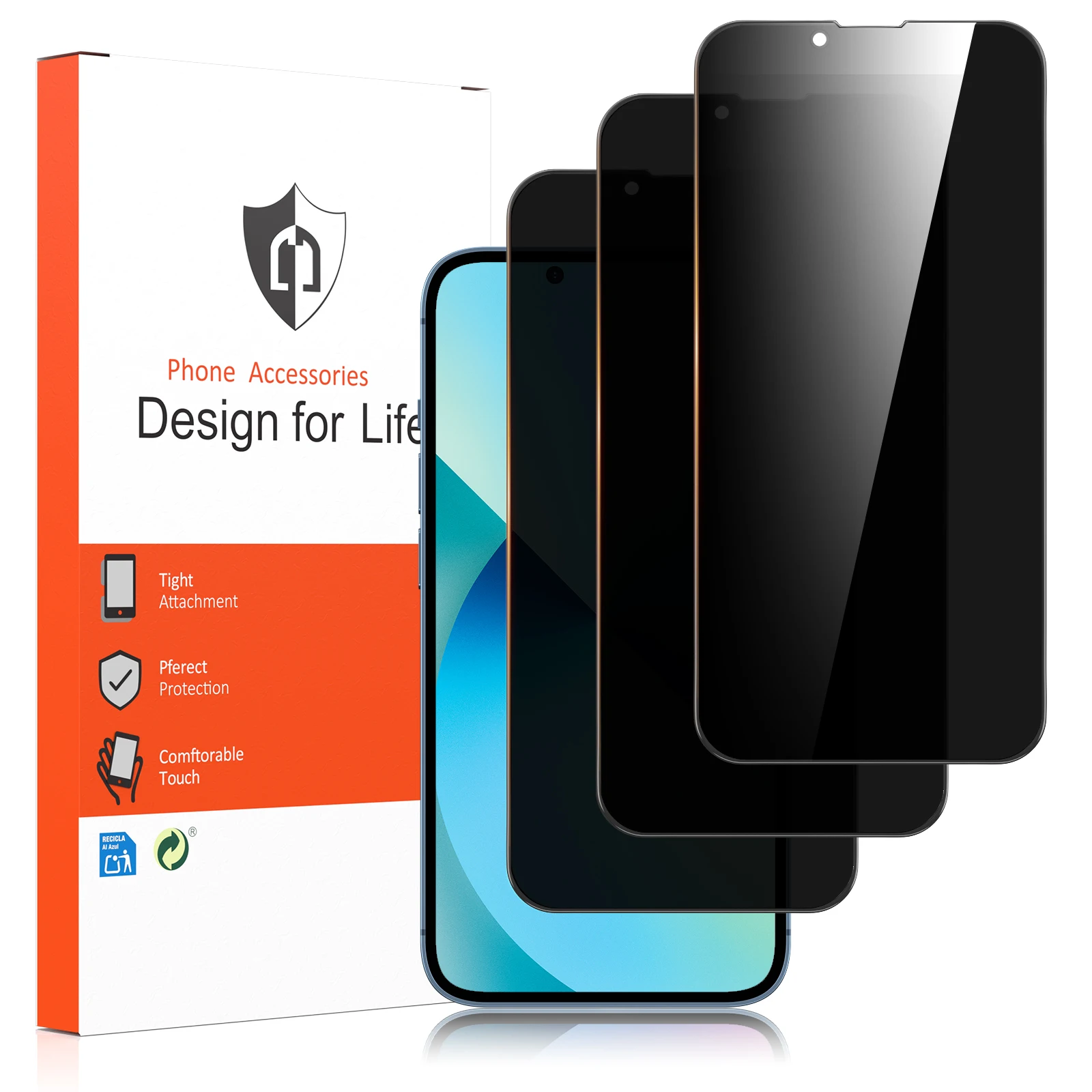 1-4 Stück Anti-Spionage Panzerglas für iPhone 13/13 Pro/14/16e/17e Sichtschutz-Displayschutzfolie für iPhone 13/13 Pro/14/16e/17e HD-Film Image