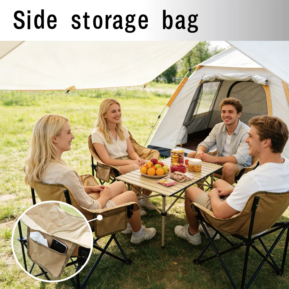 Tragbarer Aluminium-Klapptisch und Stuhl-Set mit Vier Stühlen, Eiförmiger Tisch für Outdoor-Camping, Kompakt und Leicht zu Transportieren