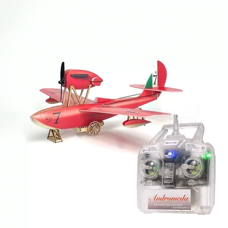 MinimumRC Macchi M-33 RC Seaplane 4 Channel 2.4GHz Gyro Stabilized Flying Boat Remote Control Airplane Toy Gift 390mm Wingspan Fixed Wing with Water Landing 3 Batteries (Left-Hand Throttle)