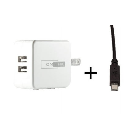 [UL Listed] OMNIHIL 2-Port Wall Charger+5FT MICRO-USB Cable Compatible with BEBIRD Ear Wax Removal Endoscope